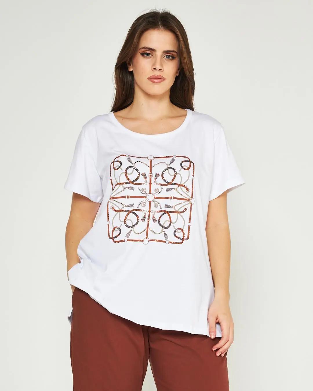 T-shirt catene BIANCO-MORO - Image 3