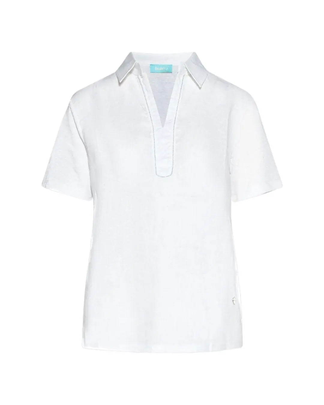 Blusa in lino con scollo a V WHITE