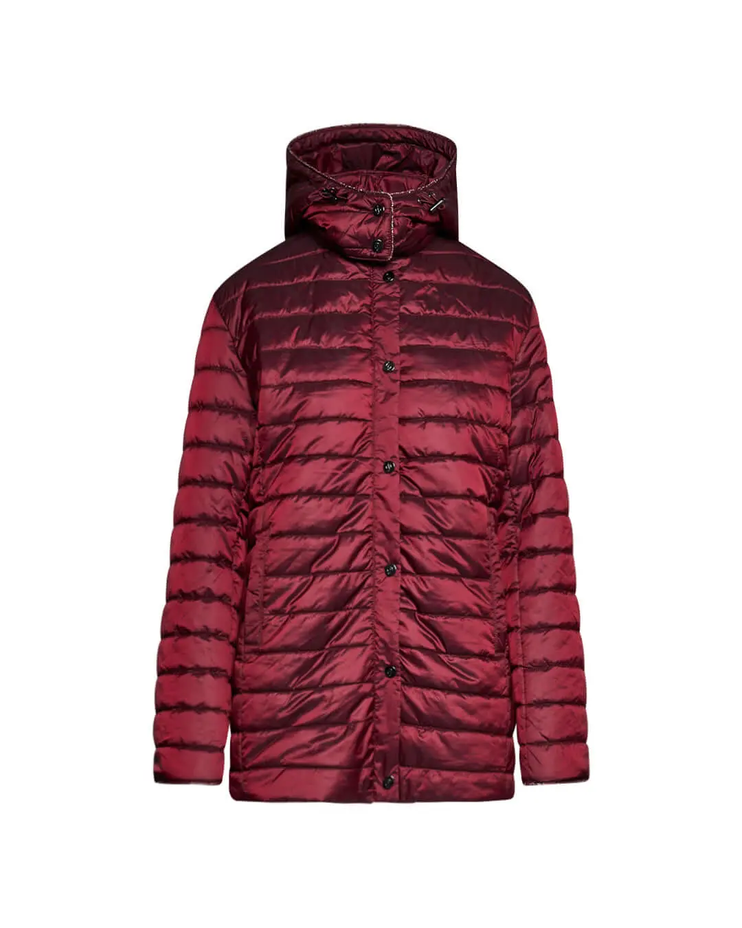 Piumino con cappuccio, zip e bottoni BURGUNDY - Image 2