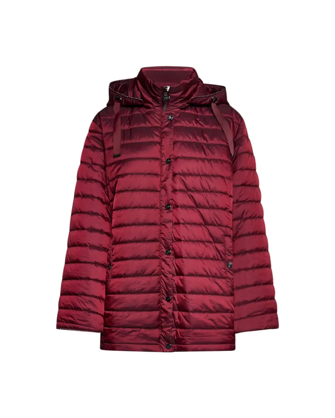 Piumino con cappuccio, zip e bottoni BURGUNDY - Image 3