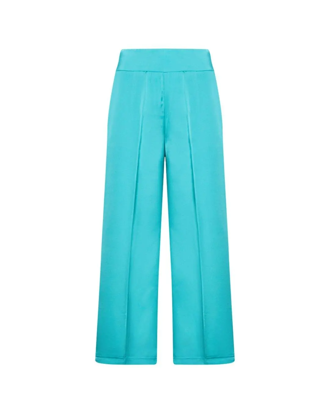 Pantalone palazzo in tinta unita TURCHESE - Image 2