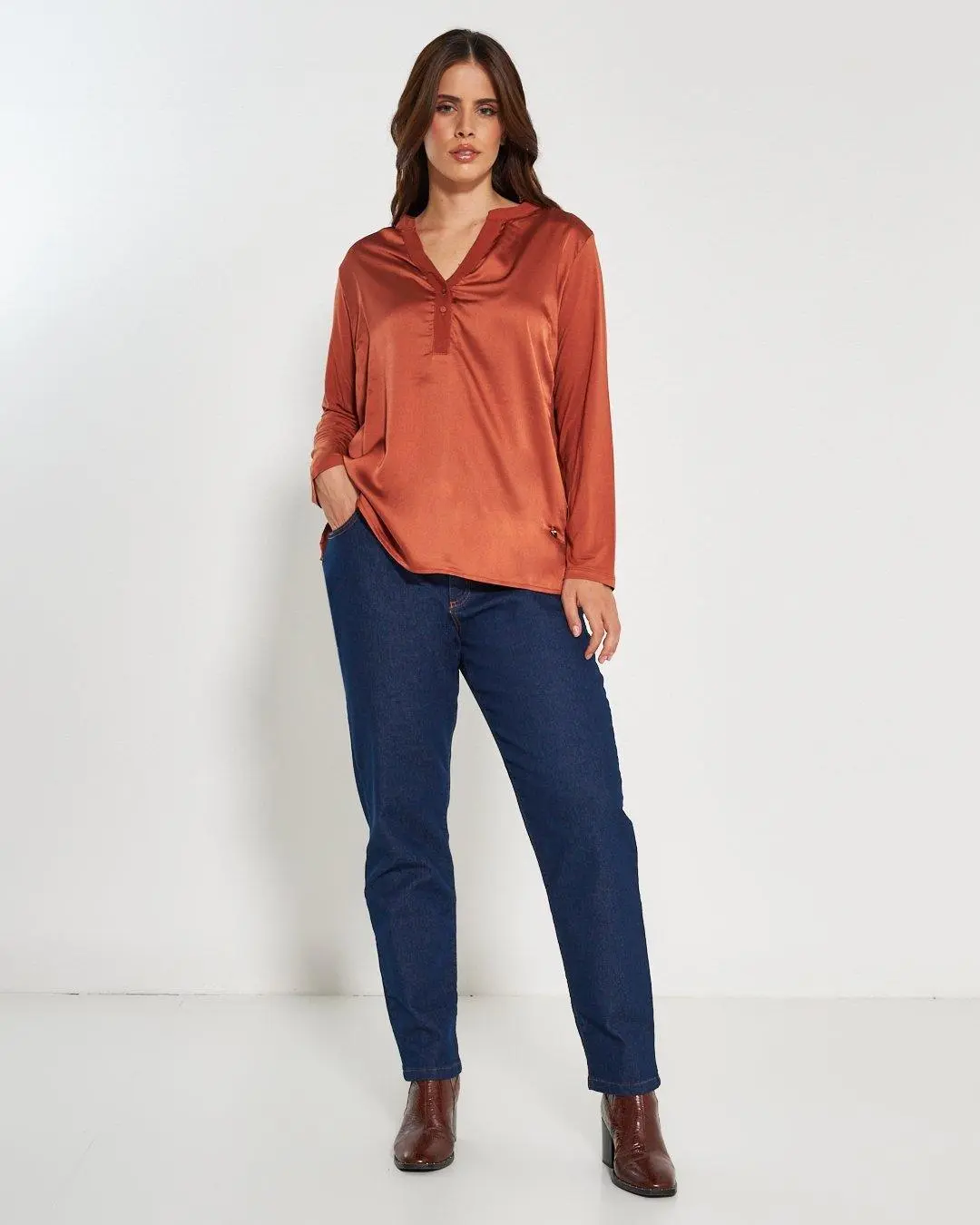 Blusa bi-materiale CANNELLA - Image 7