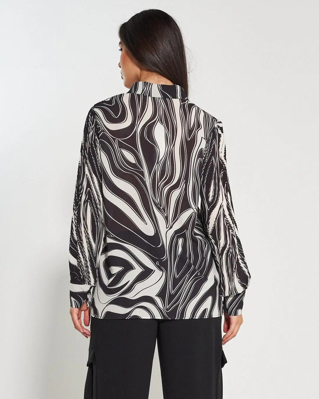 Camicia plissè fantasia NERO - Image 5