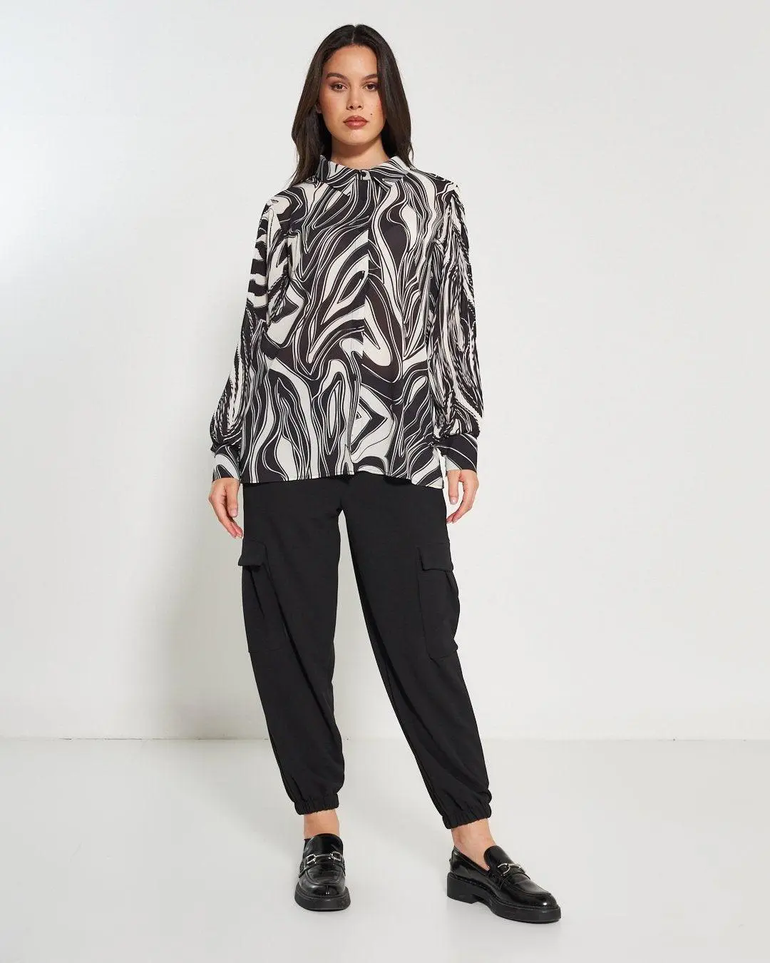 Camicia plissè fantasia NERO - Image 8