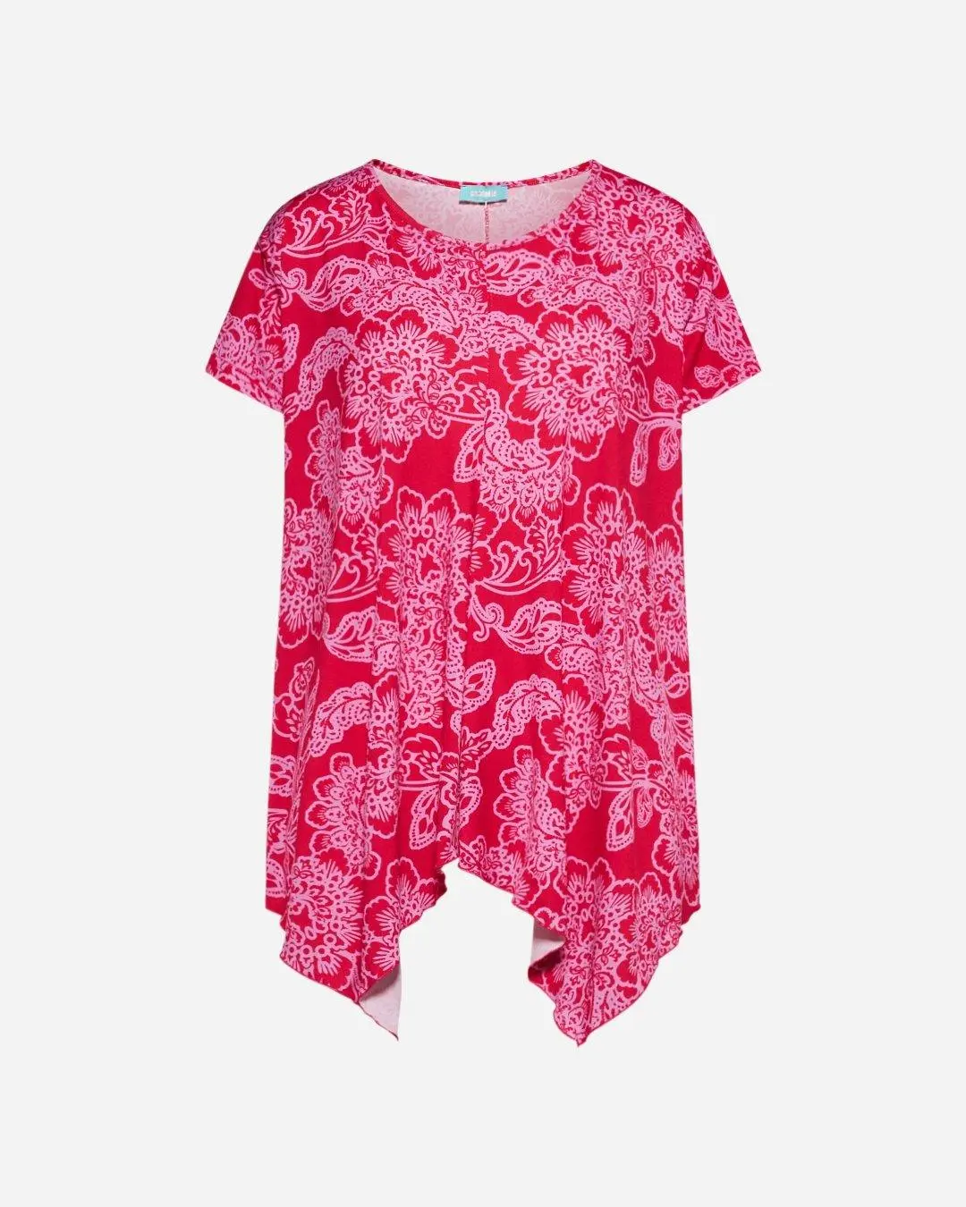 Blusa stampata asimmetrica FIORE FUXIA