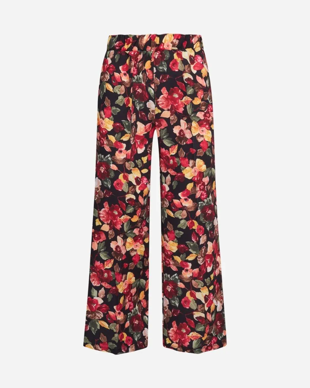 Pantalone in fantasia floreale NERO-ROSSO
