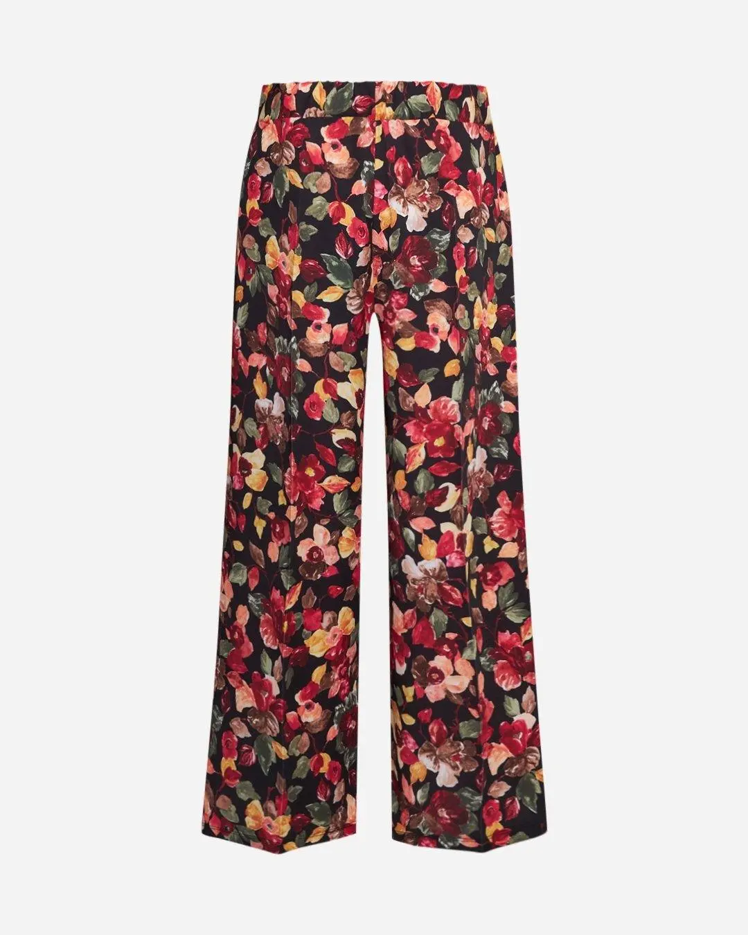 Pantalone in fantasia floreale NERO-ROSSO - Image 2