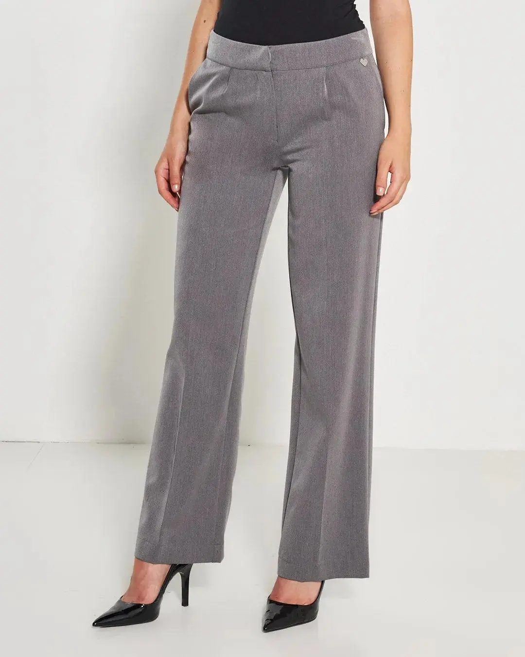 Pantalone a palazzo con pinces GRIGIO - Image 2
