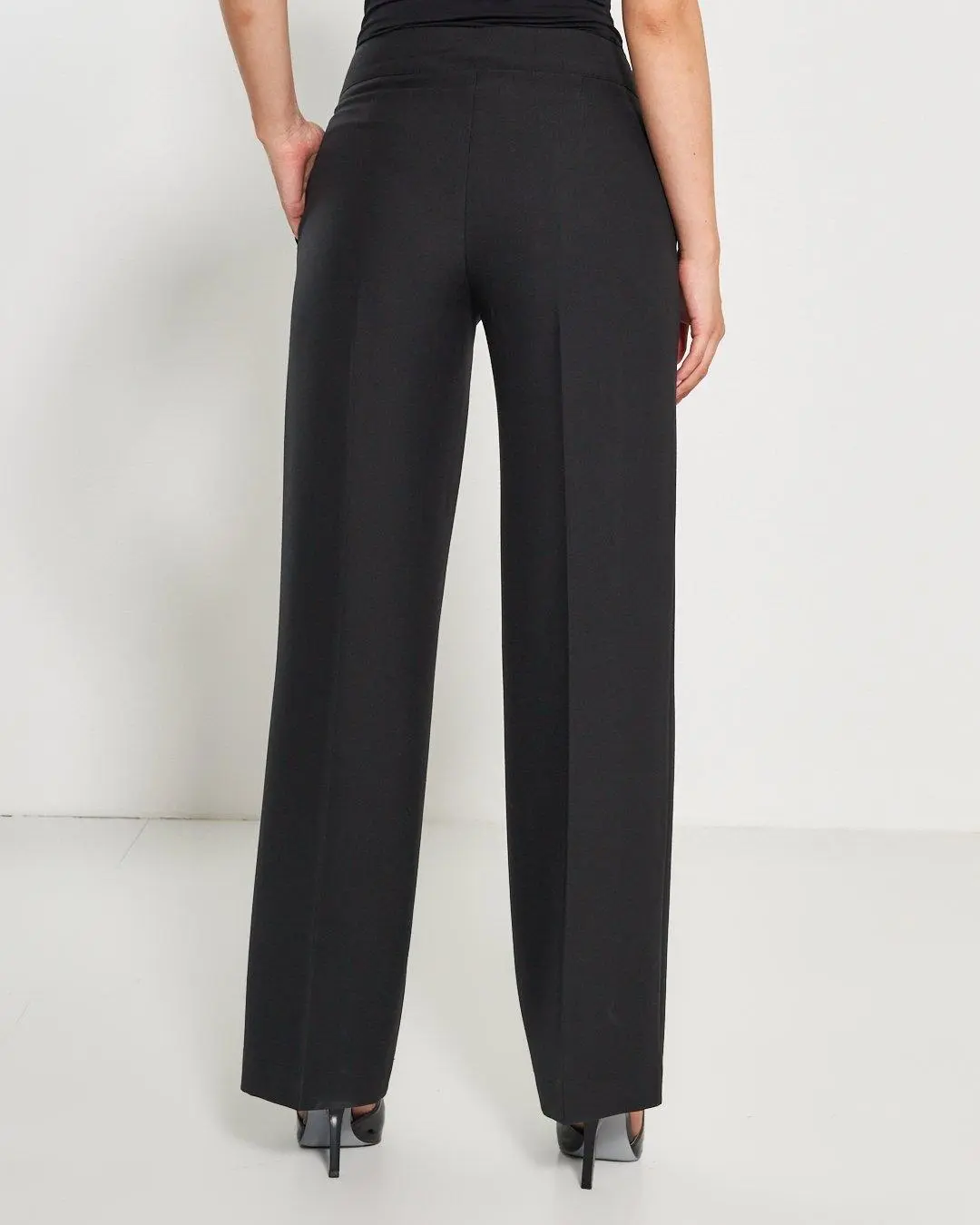 Pantalone a palazzo con pinces NERO - Image 6
