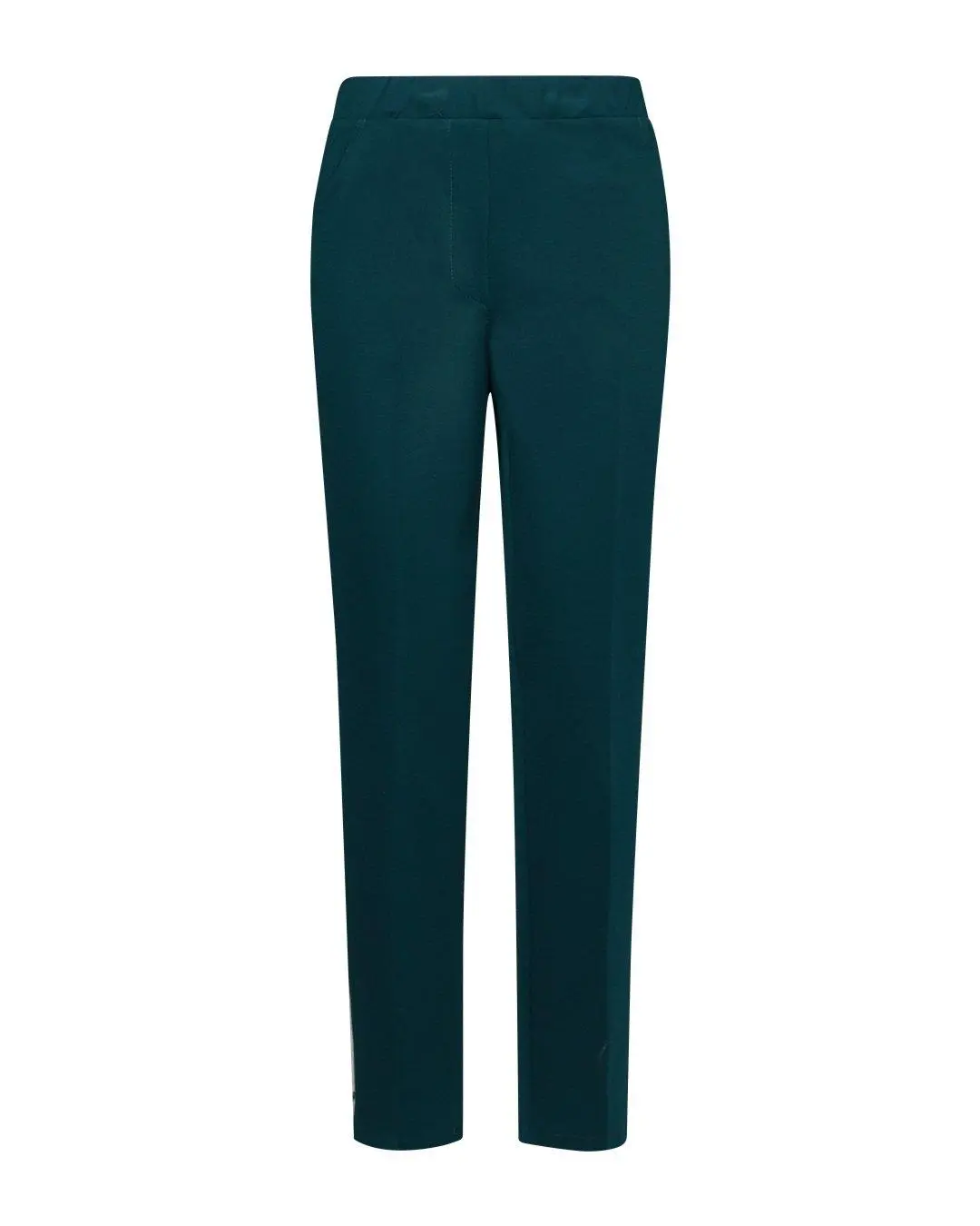 Pantaloni slim fit con vita elastica e dettaglio frontale di piega di stiro VERDE - Image 2