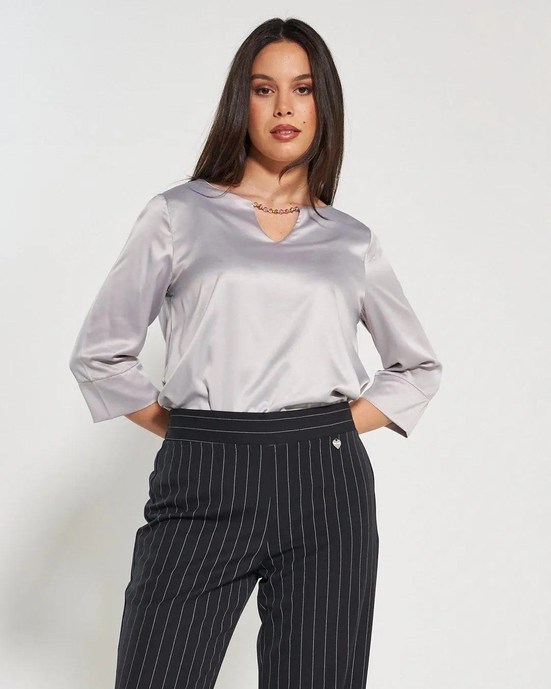 Blusa raso GRIGIO PERLA - Image 4