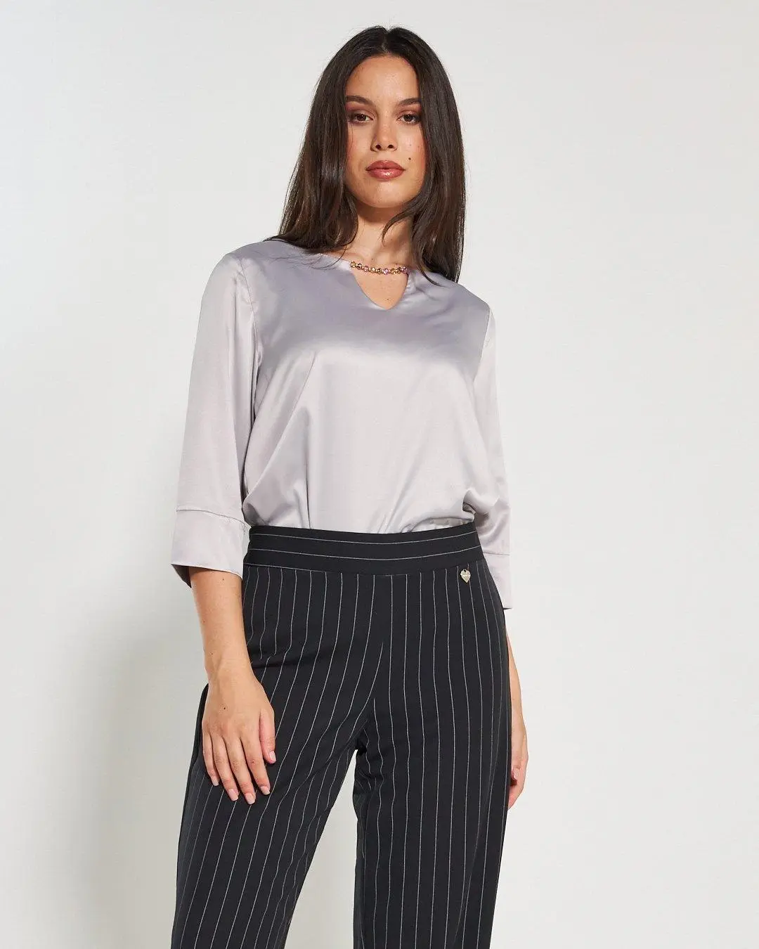 Blusa raso GRIGIO PERLA - Image 9