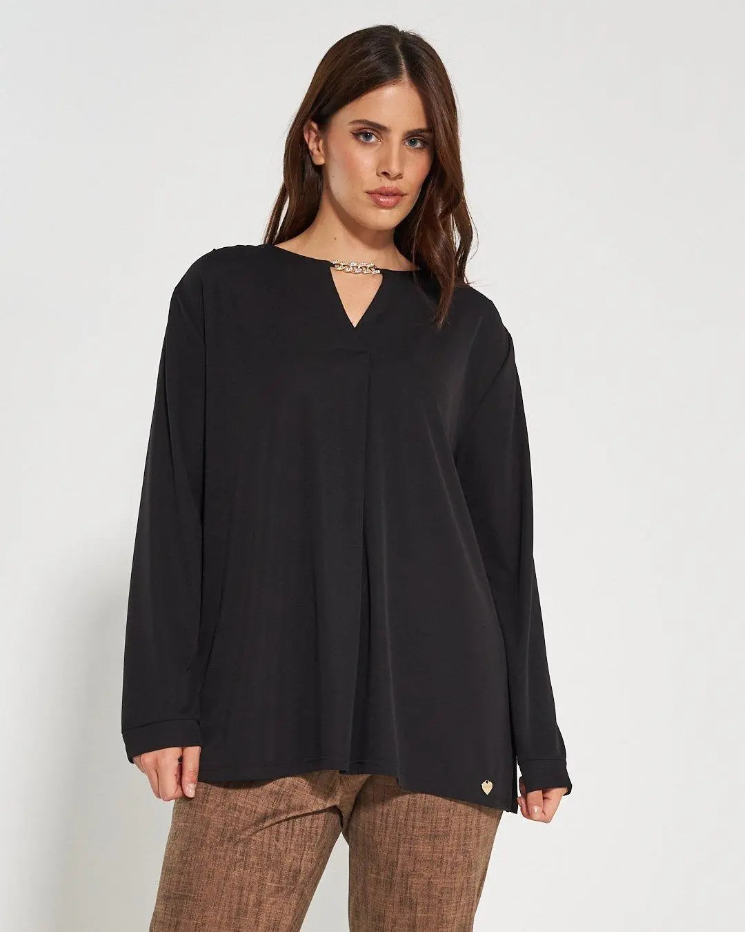Blusa goccia accessorio NERO - Image 4