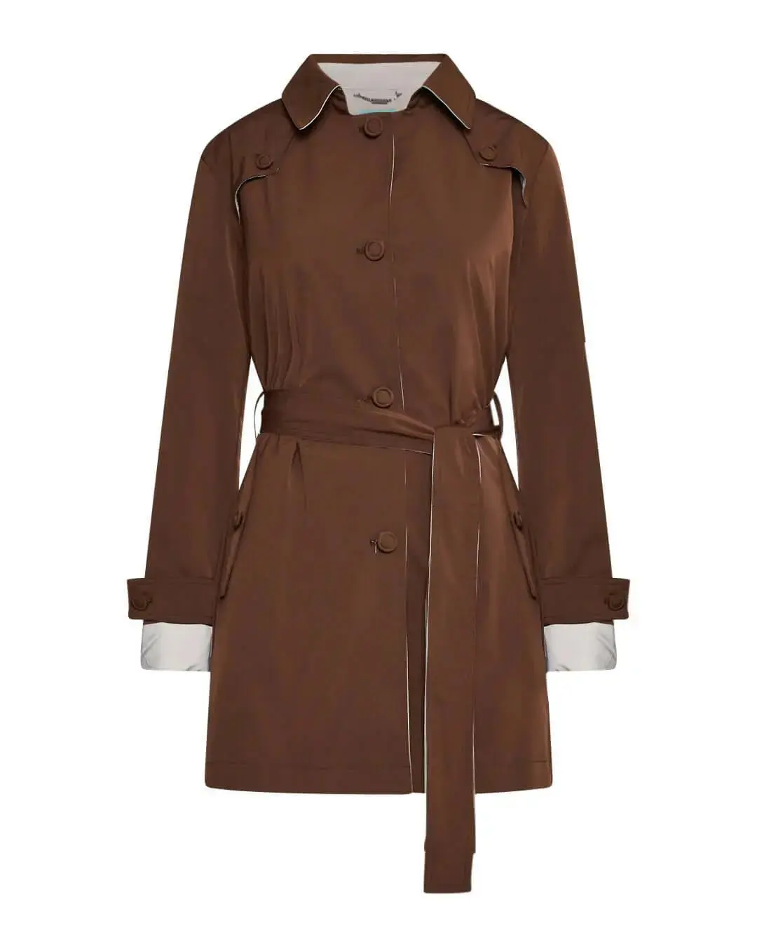 Trench in nylon bi-colore con cintura BEIGE