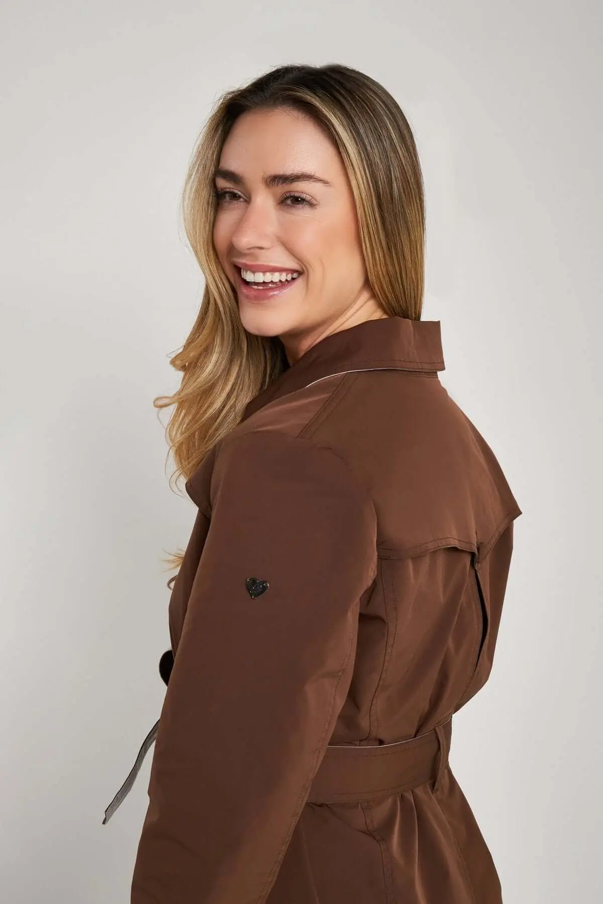 Trench in nylon bi-colore con cintura BEIGE - Image 5