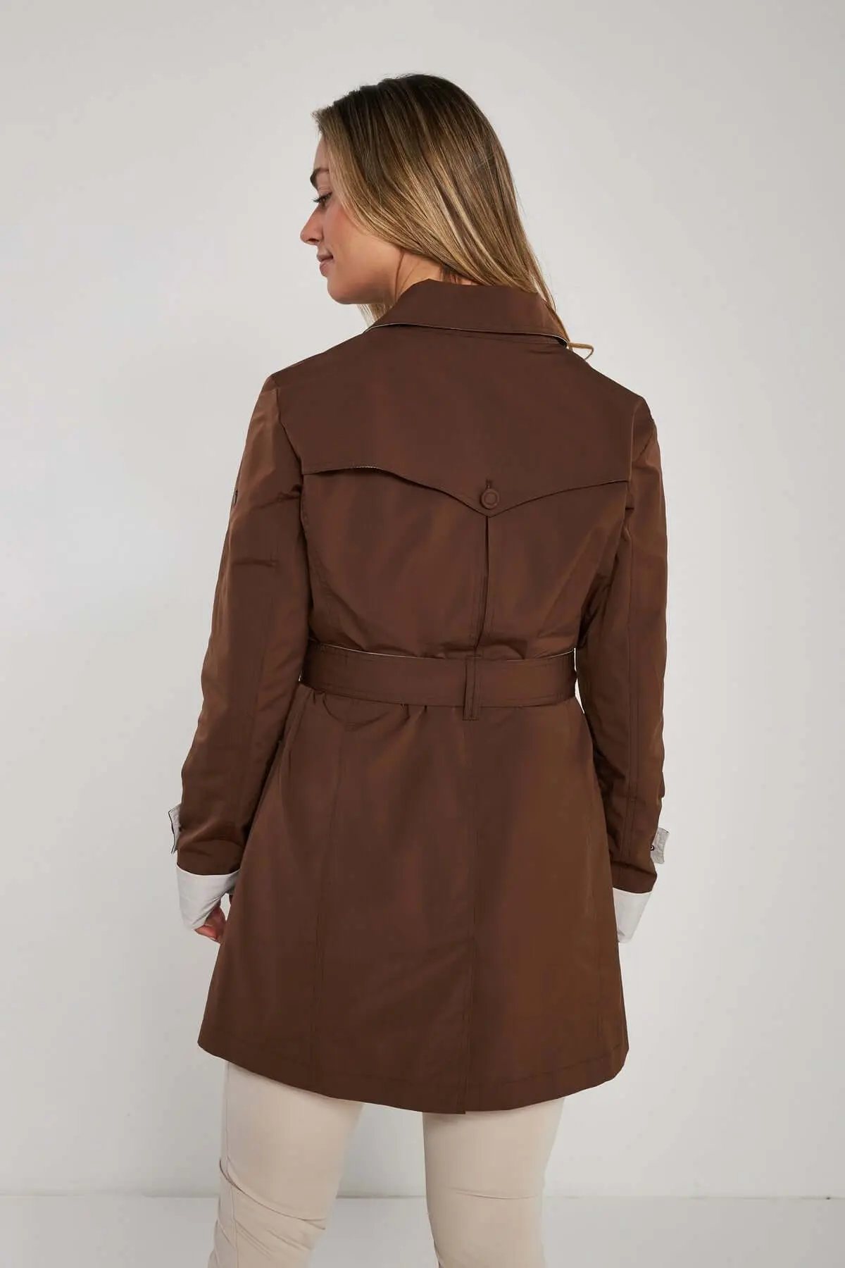 Trench in nylon bi-colore con cintura BEIGE - Image 6