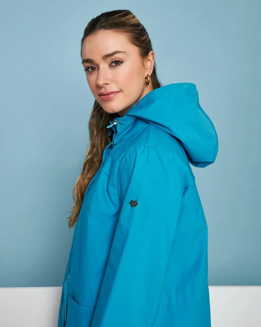 Parka leggero in nylon con cappuccio TURCHESE - Image 5