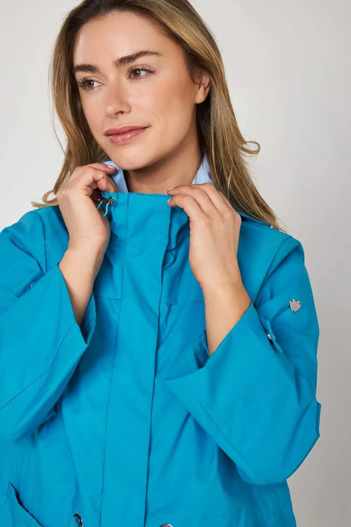 Parka leggero in nylon con cappuccio TURCHESE - Image 6