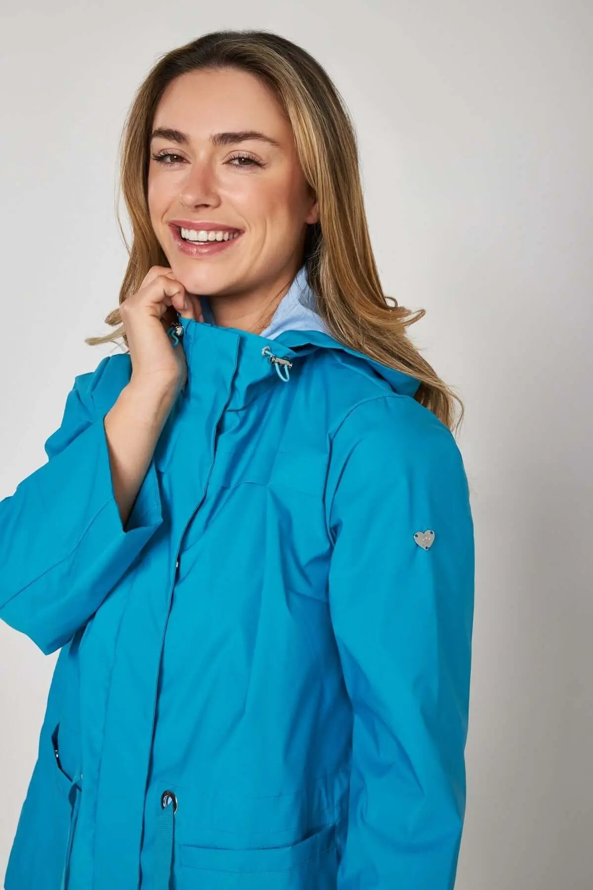 Parka leggero in nylon con cappuccio TURCHESE - Image 7