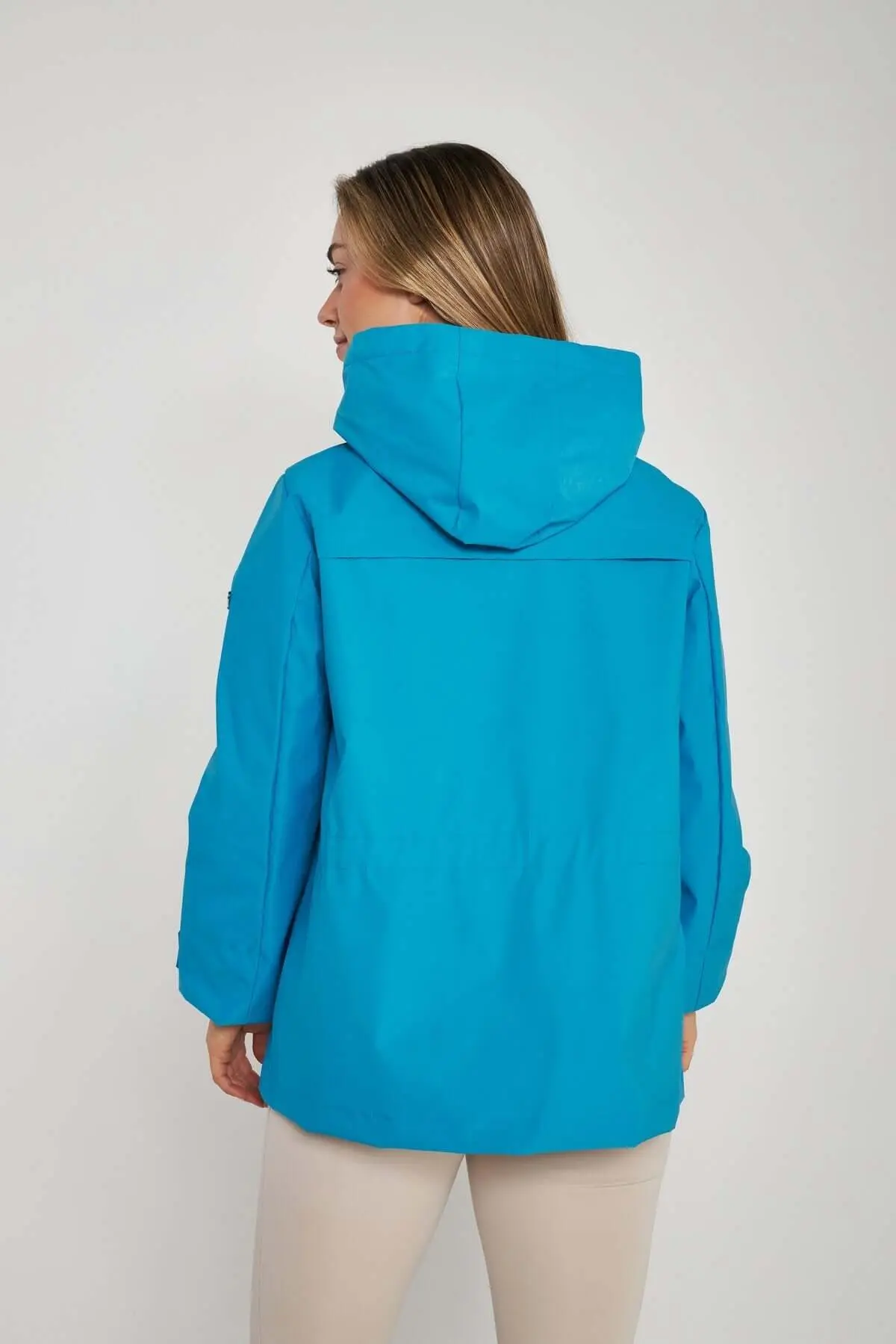 Parka leggero in nylon con cappuccio TURCHESE - Image 8