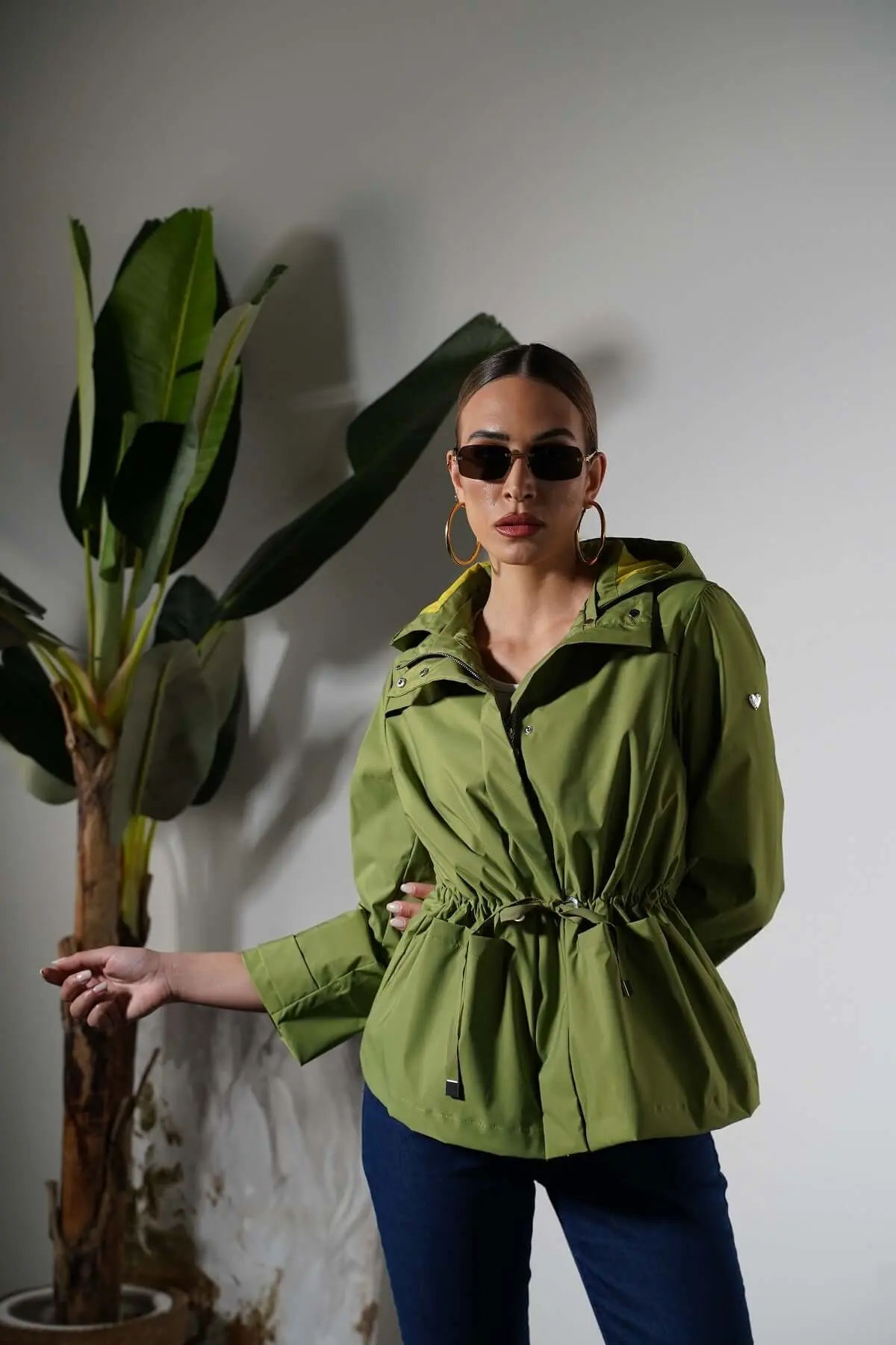 Parka leggero in nylon con cappuccio VERDE - Image 8