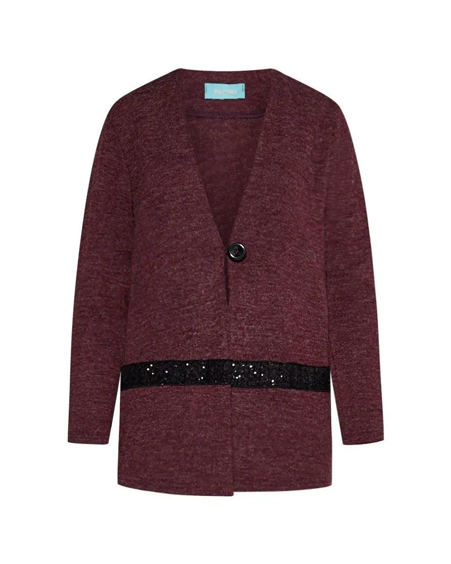Cardigan dettaglio paillettes BORDEAUX - Image 2