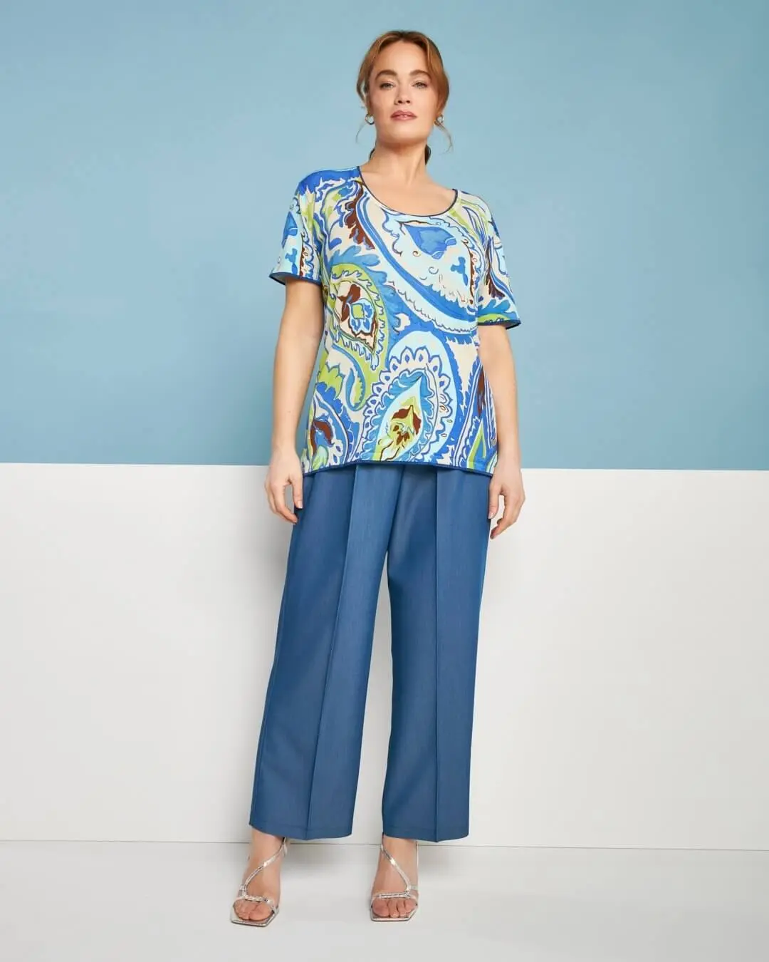 Maglia a maniche corte in filato di misto viscosa fantasia cashmere con profili lurex MULTICOLOR - Image 4
