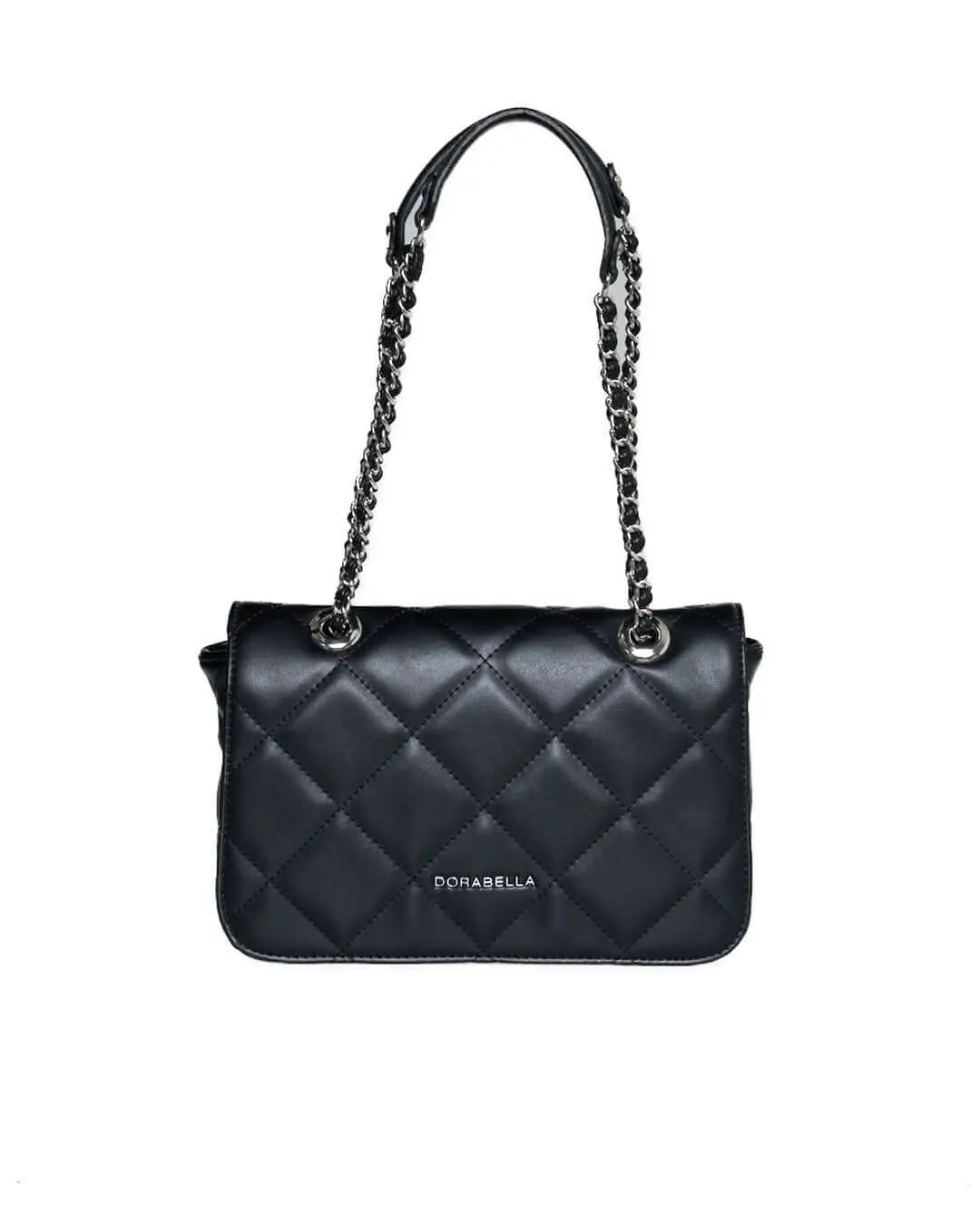 Borsa piccola a spalla in ecopelle matelassé con manici a catena NERO - Image 3