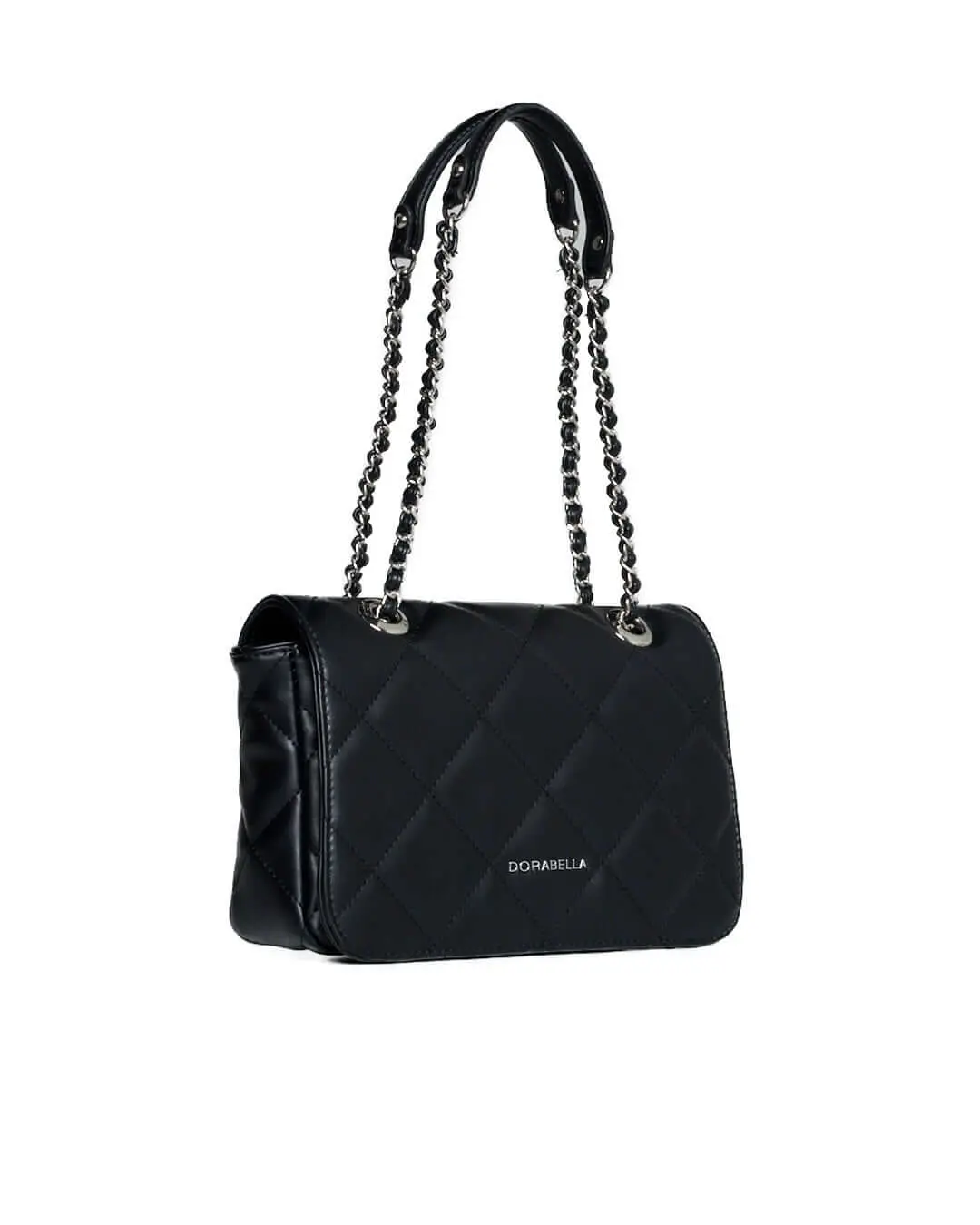 Borsa piccola a spalla in ecopelle matelassé con manici a catena NERO - Image 4