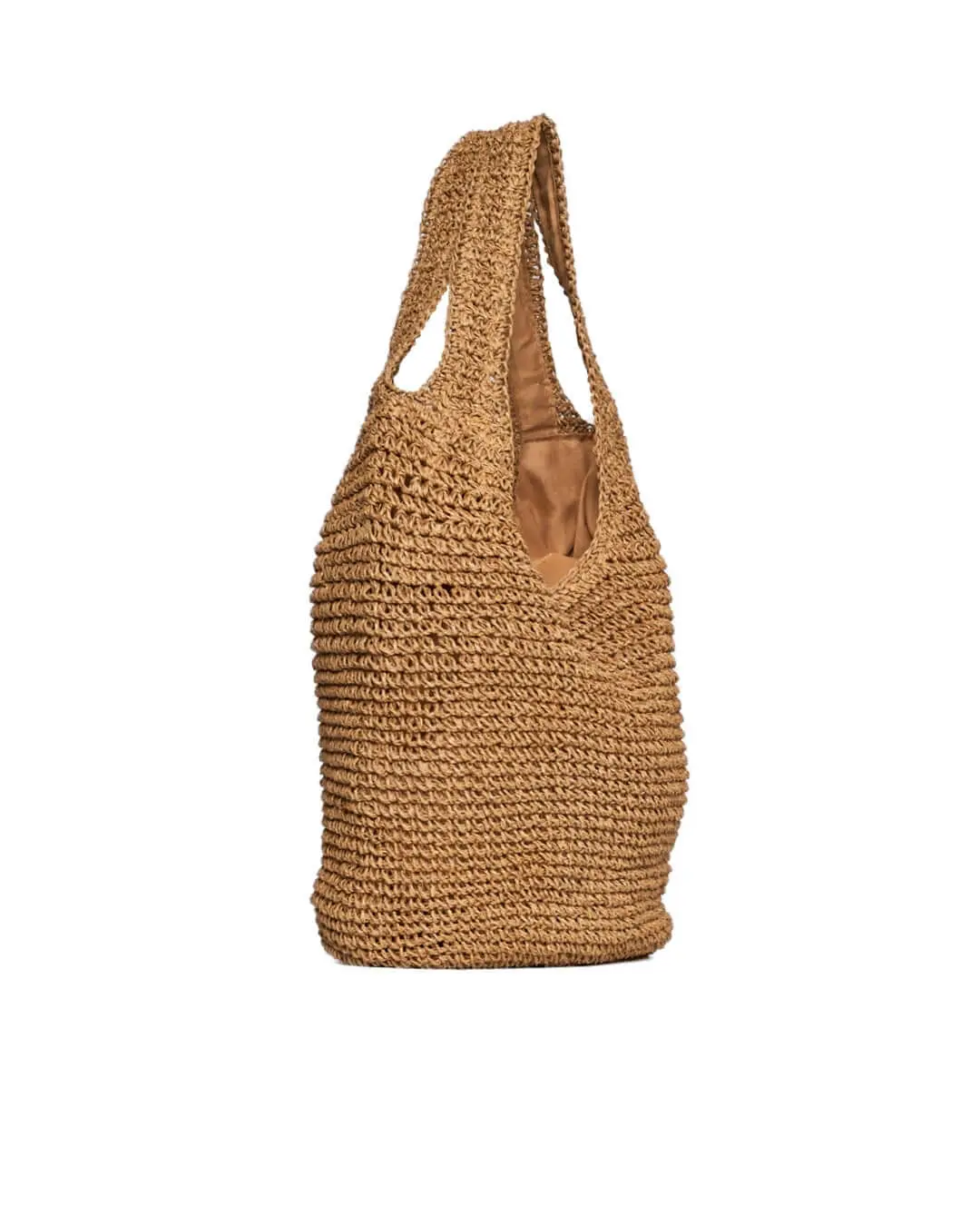 Borsa shopper modello hobo in rafia con doppio manico BEIGE - Image 4
