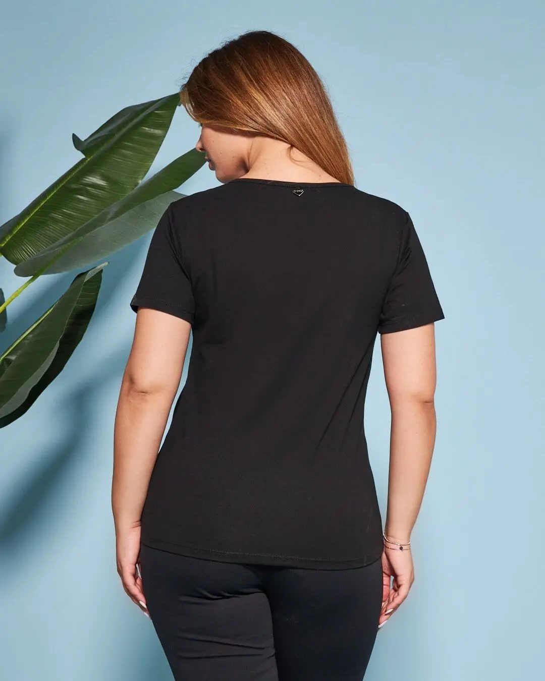 T-shirt in jersey di cotone elasticizzato con stampa LOVE NERO - Image 5