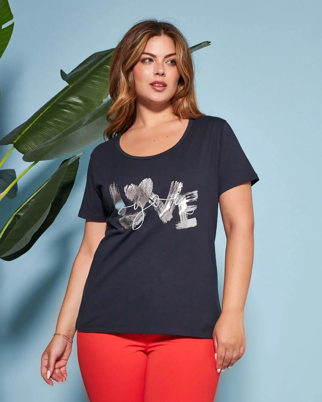 T-shirt in jersey di cotone elasticizzato con stampa LOVE BLU - Image 6