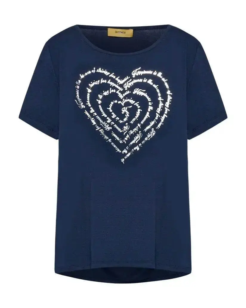 T-shirt in jersey di viscosa elasticizzata con stampa cuore - Image 3