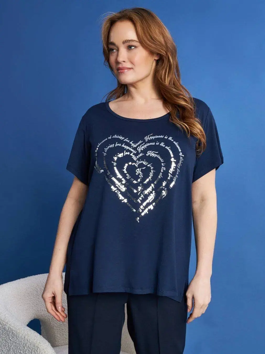 T-shirt in jersey di viscosa elasticizzata con stampa cuore - Image 4