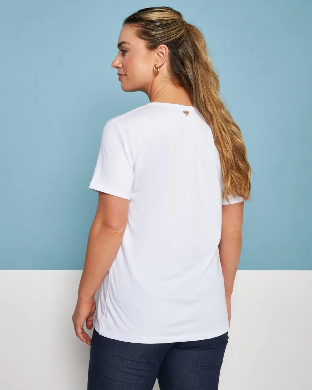 T-shirt in jersey di cotone elasticizzato con stampa floreale BIANCO - Image 4
