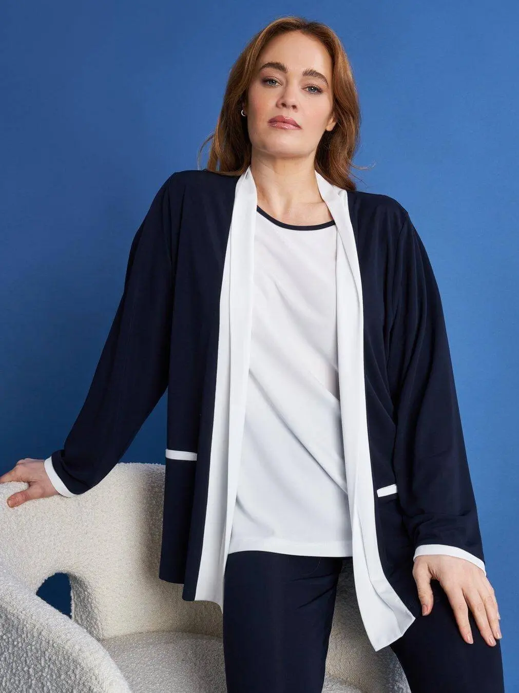 Twin set in jersey elasticizzato con profili a contrasto BLU