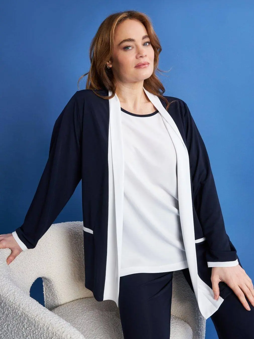 Twin set in jersey elasticizzato con profili a contrasto BLU - Image 6