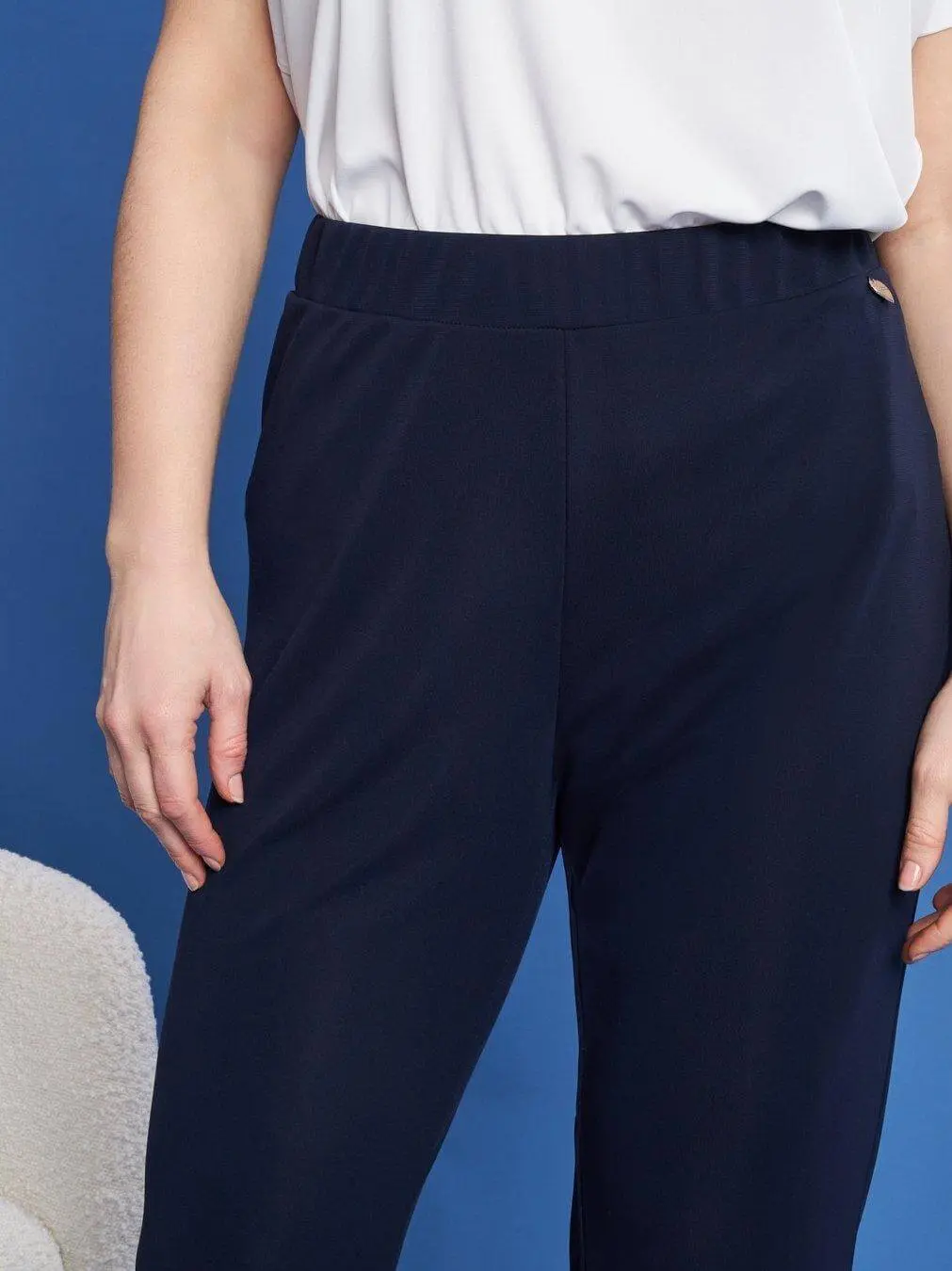 Pantaloni a gamba dritta in jersey crêpe elasticizzato BLU - Image 3