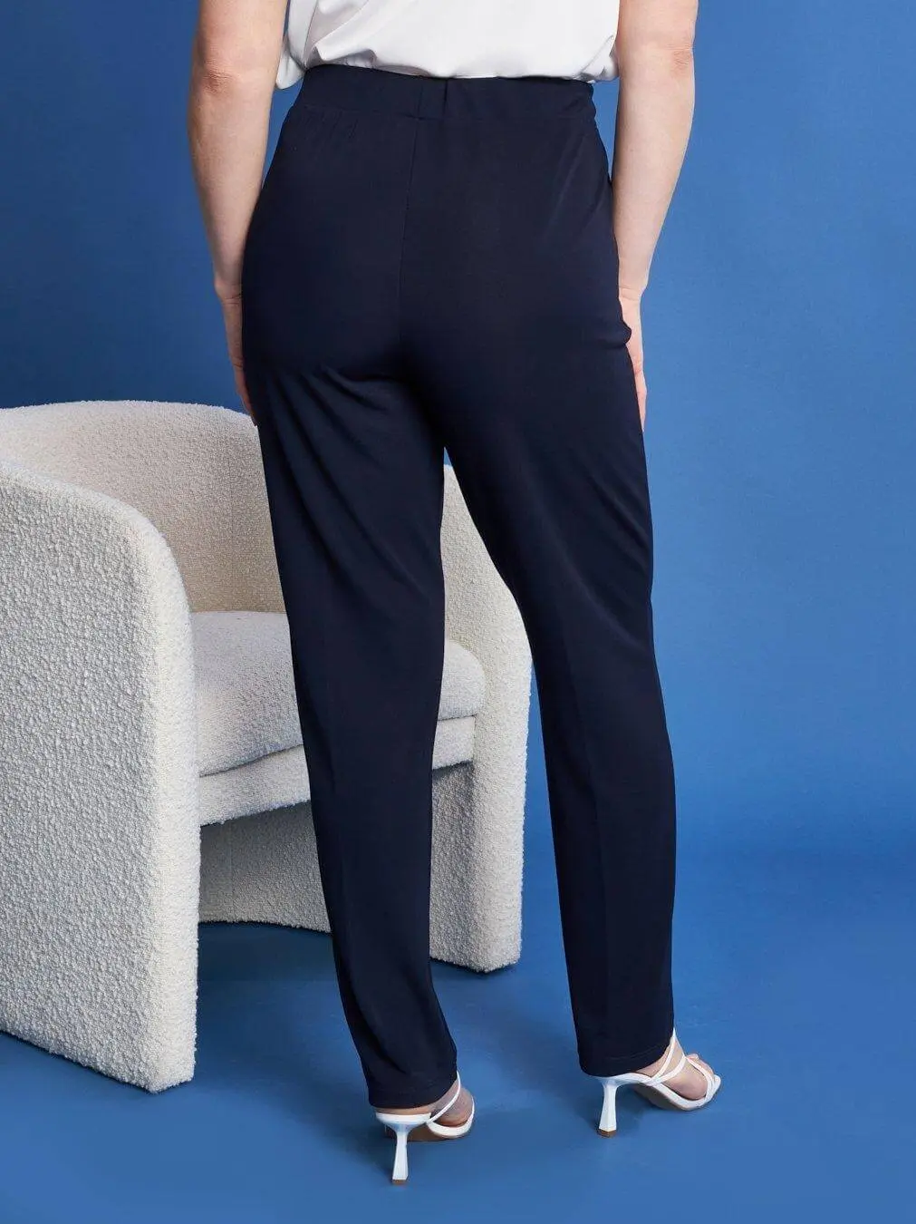 Pantaloni a gamba dritta in jersey crêpe elasticizzato BLU - Image 4