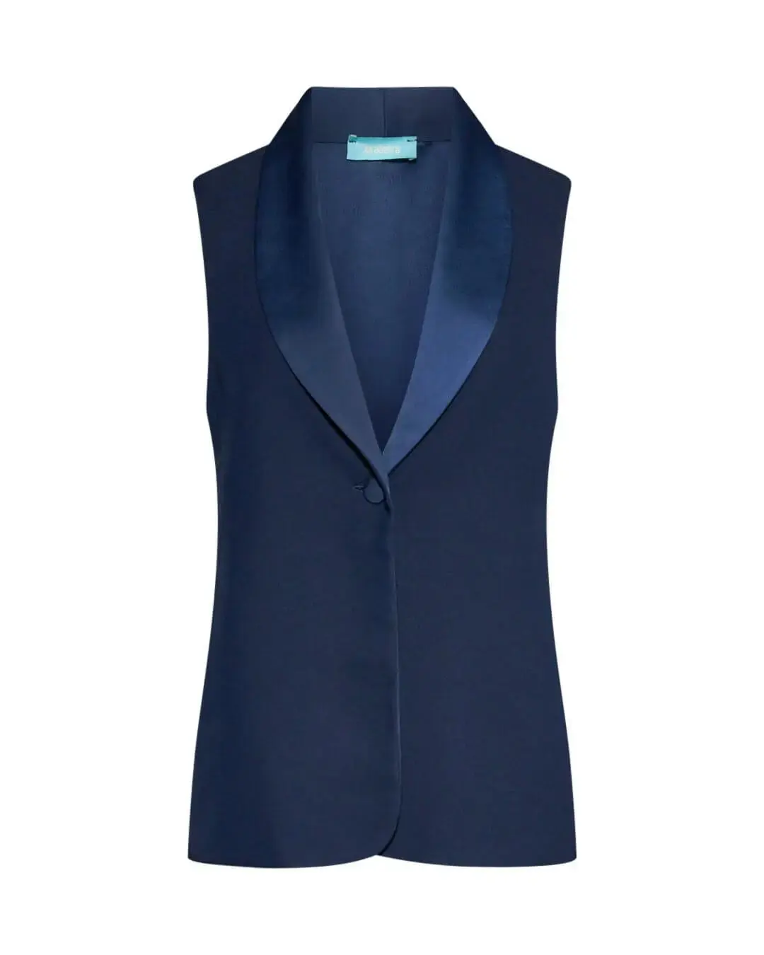 Gilet in crêpe tinta unita con collo sciallato BLU