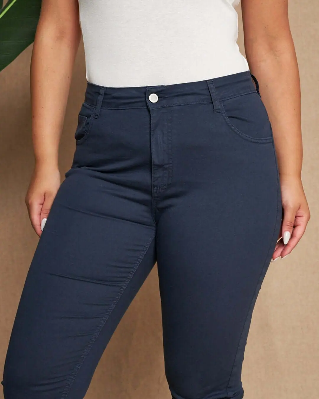 Pantalone cinque tasche a sigaretta in twill di cotone elasticizzato BLU - Image 3