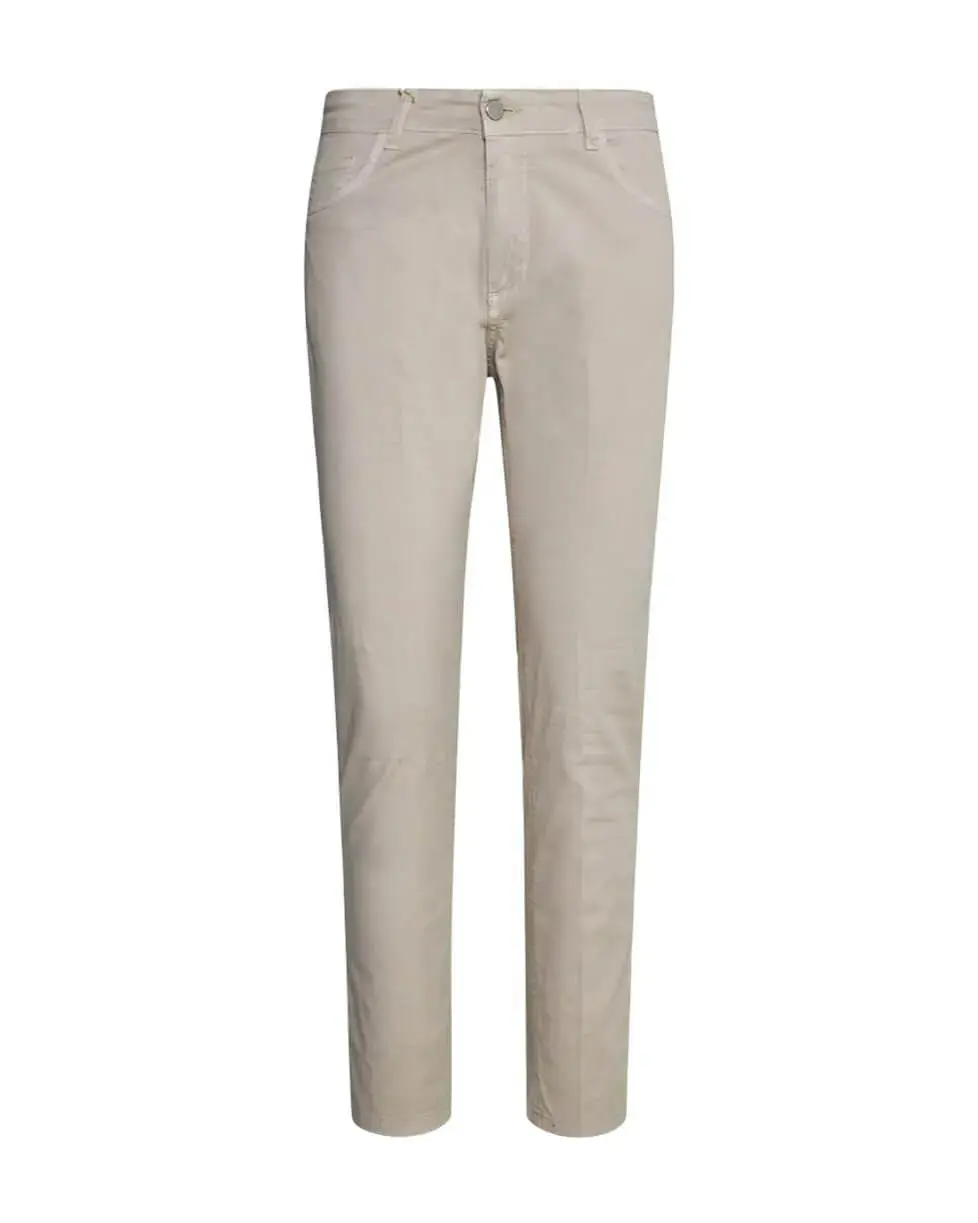 Pantalone cinque tasche a sigaretta in twill di cotone elasticizzato SABBIA