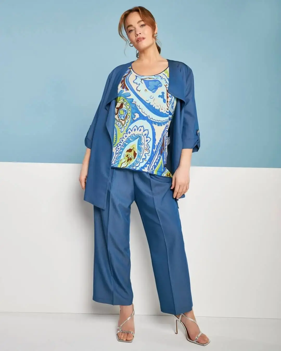 Pantalone capri in chambray di misto viscosa con bustino elastico DENIM - Image 2