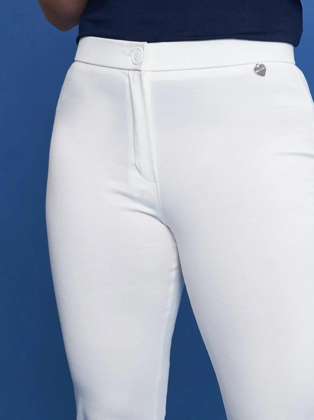 Pantalone zampetta in punto Milano BIANCO - Image 4