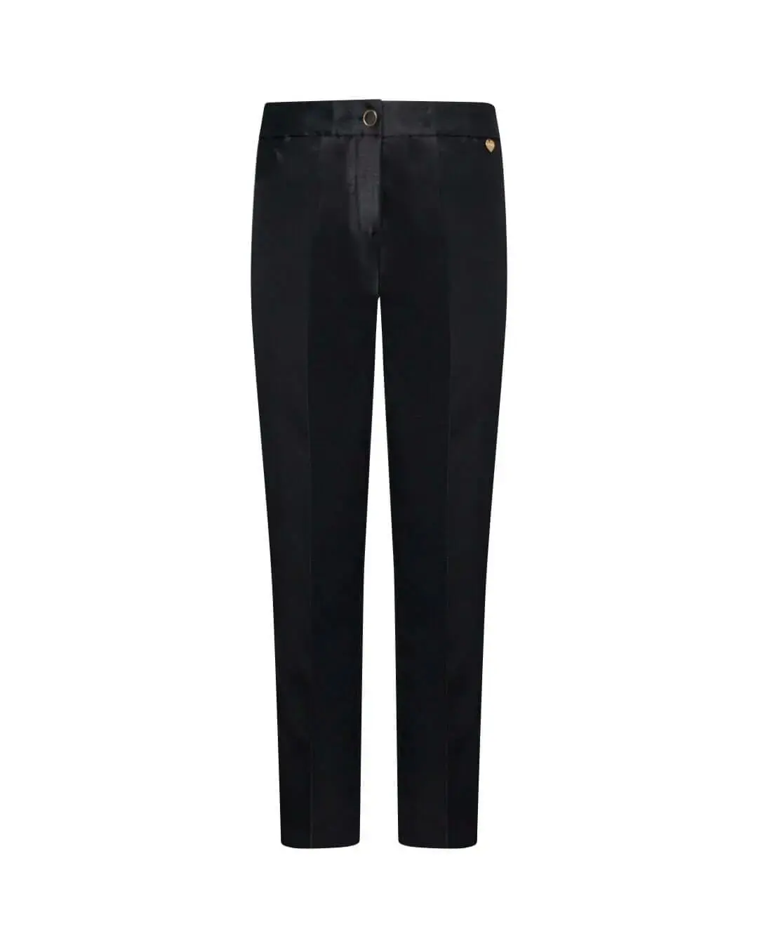 Pantalone a sigaretta in shantung con bottone rivestito NERO