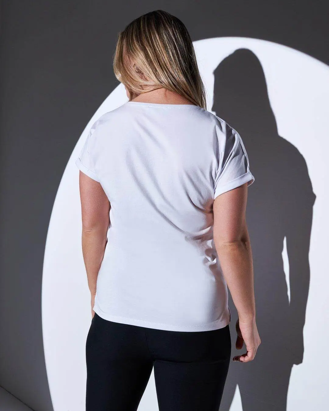 T-shirt girocollo in jersey di cotone elasticizzato con applicazioni di paillettes BIANCO - Image 3