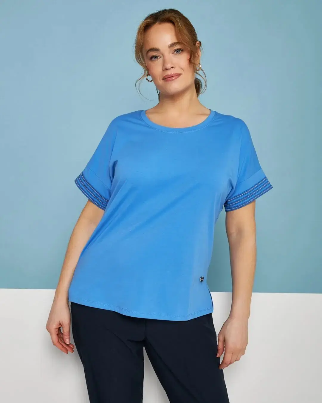 T-shirt kimono in jersey di cotone elasticizzato con micro catene LAVANDA - Image 2