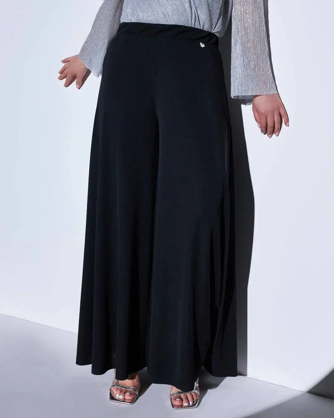 Pantalone a gamba ampia in jersey punto Milano NERO - Image 2