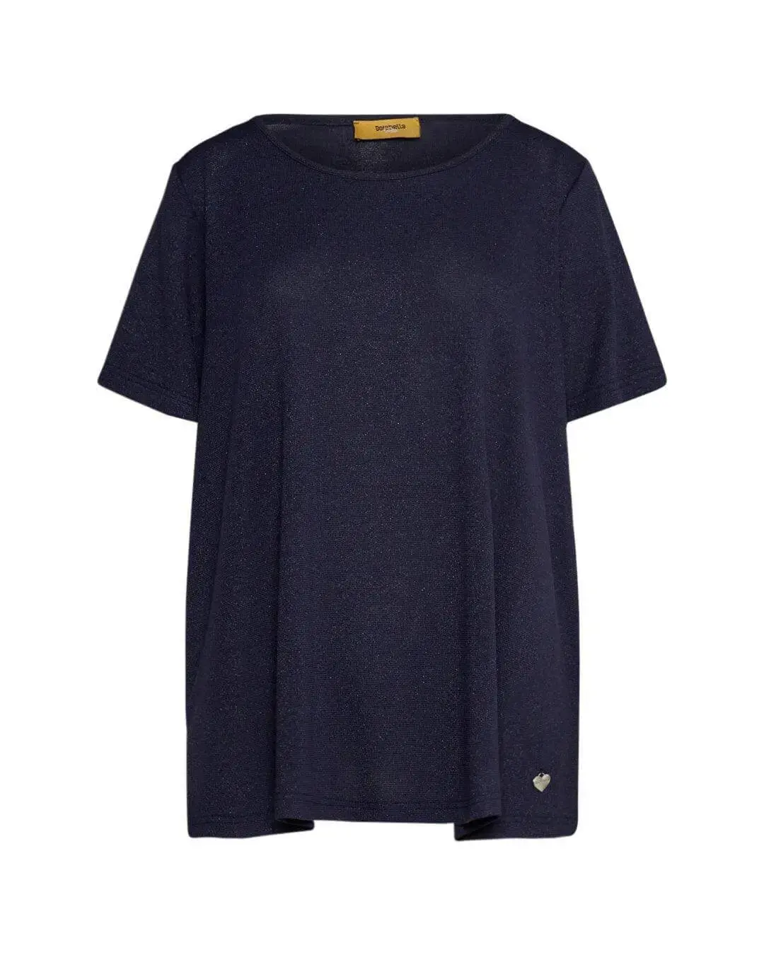 Maglia girocollo a maniche corte in filato lurex di viscosa elasticizzata BLU
