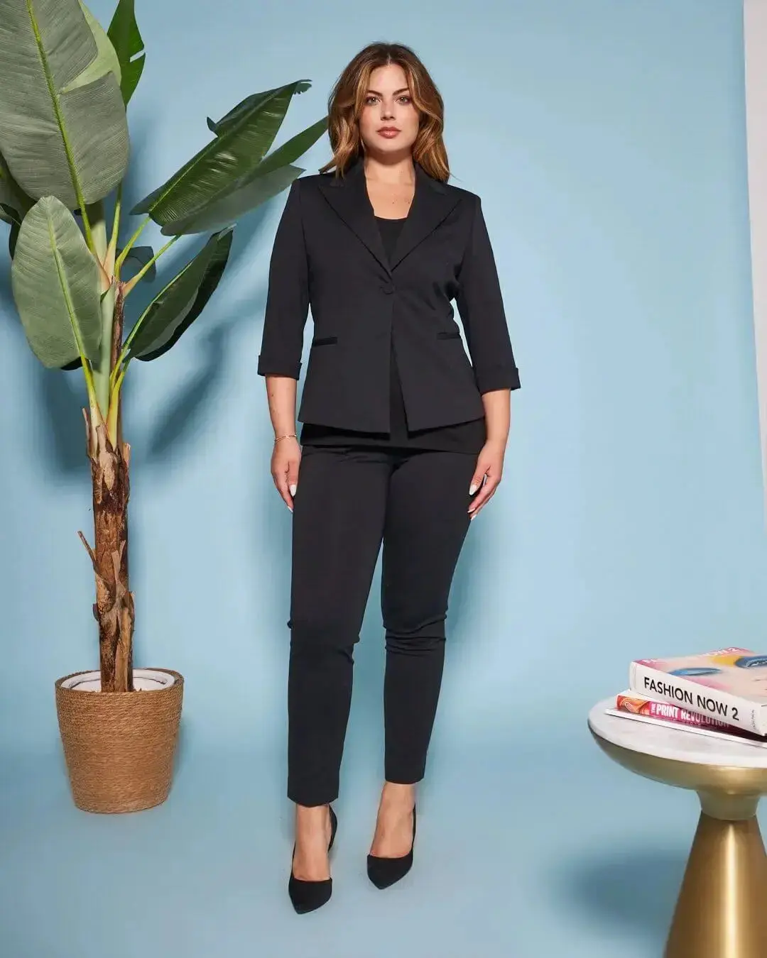 Blazer corto senza revers in jersey punto Milano elasticizzato di misto cotone - Image 15